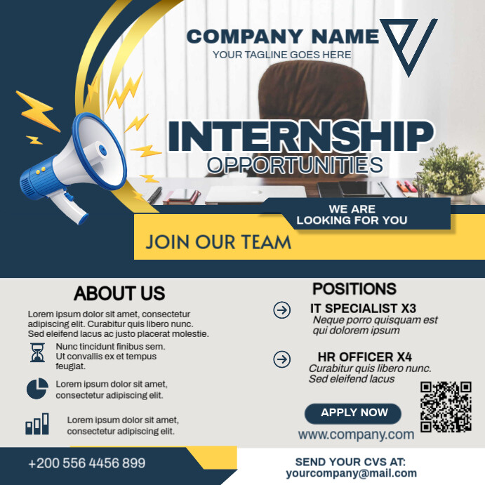 Copy of White Professional Internship Instagram Post | PosterMyWall