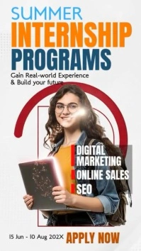 White Professional Internship Program Ad Instagram Reel template