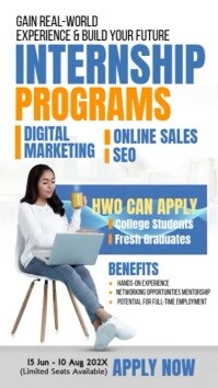 White Professional Internship Program Ads Instagram Reel template