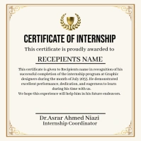 White Professional Internship Program Certificate Instagram Post template