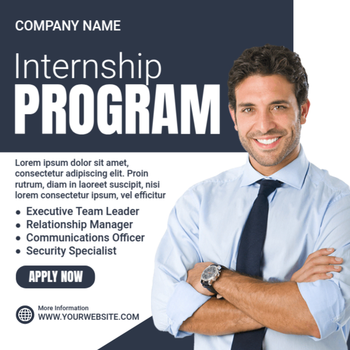 White Professional Internship Program Instagram Post Template ...