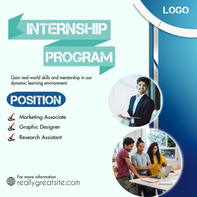 White Professional Internship Program Instagram Post template