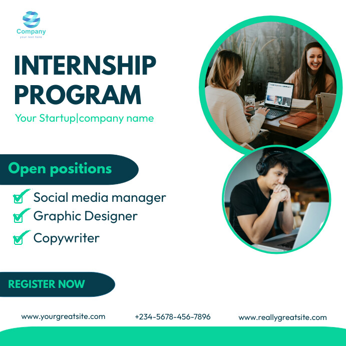 White Professional Internship Program Instagr Template | PosterMyWall
