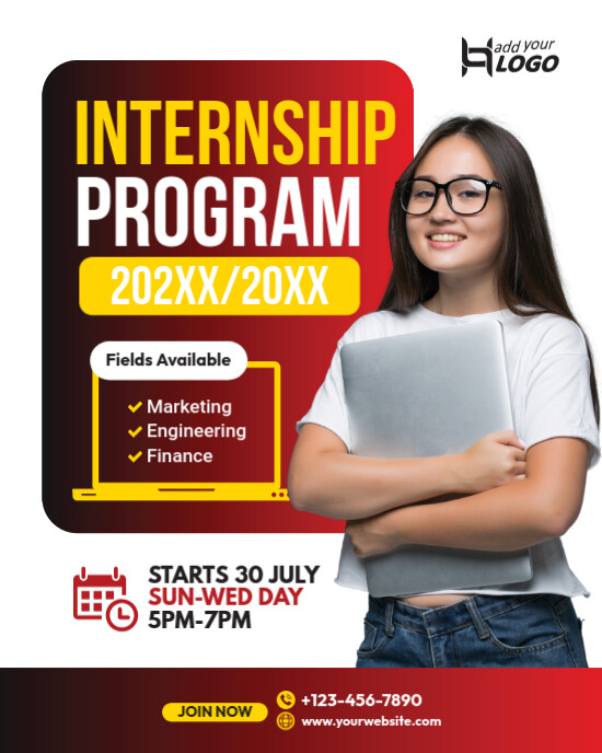 Internship Poster Session Examples White Professional Internship Program Poster Design Instagram Portrait ...