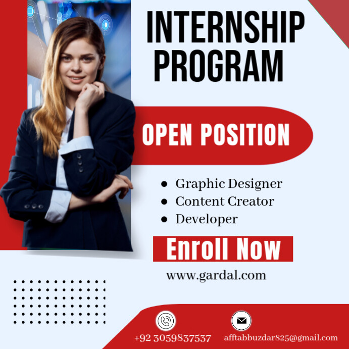 White Professional Internship Program Poster Design Instagram Post ...