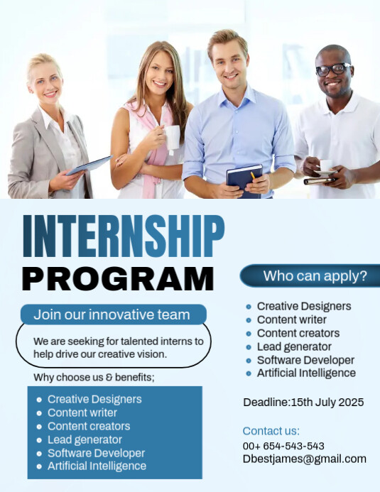 White Professional Internship Program Promotion Template Flyer (us ...