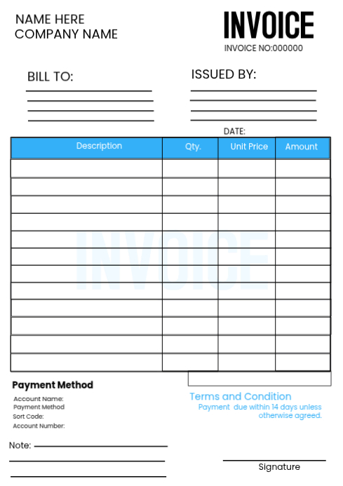 White Invoice A4 Template | PosterMyWall