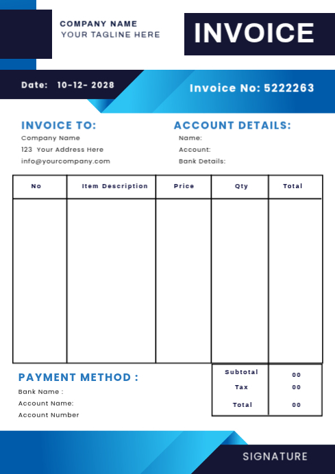 White Invoice A4 Template | PosterMyWall