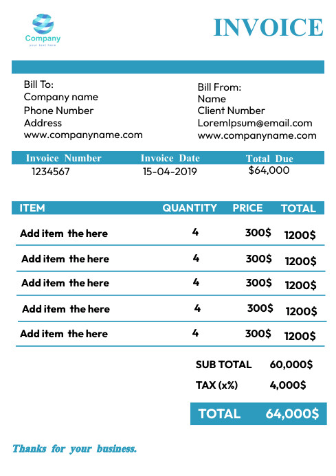Copy of White Professional Invoice A4 | PosterMyWall