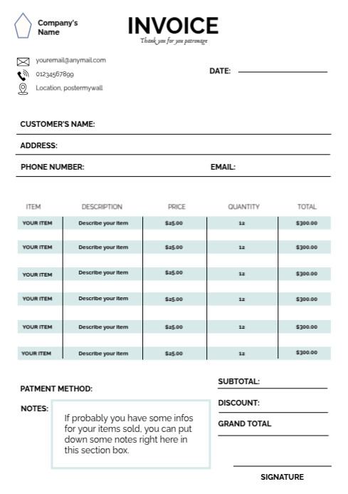 White Professional Invoice  A4 template