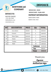 White Invoice A6 Template | PosterMyWall