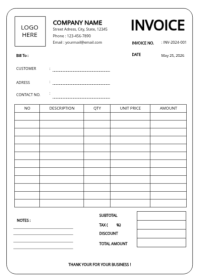 White Invoice A6 Template | PosterMyWall