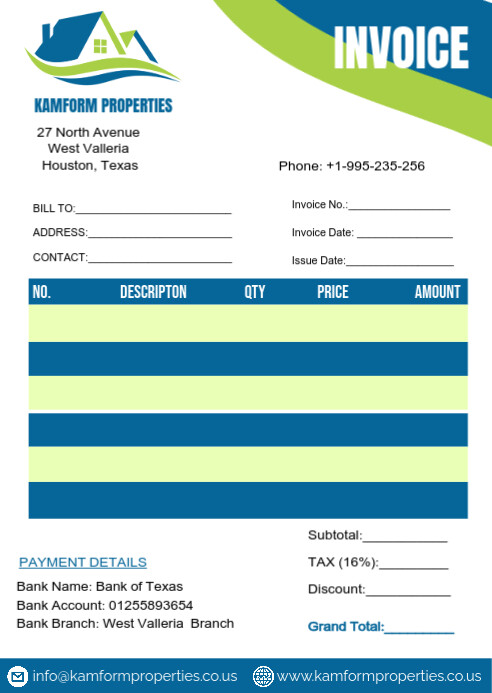 White Professional Invoice Template A6