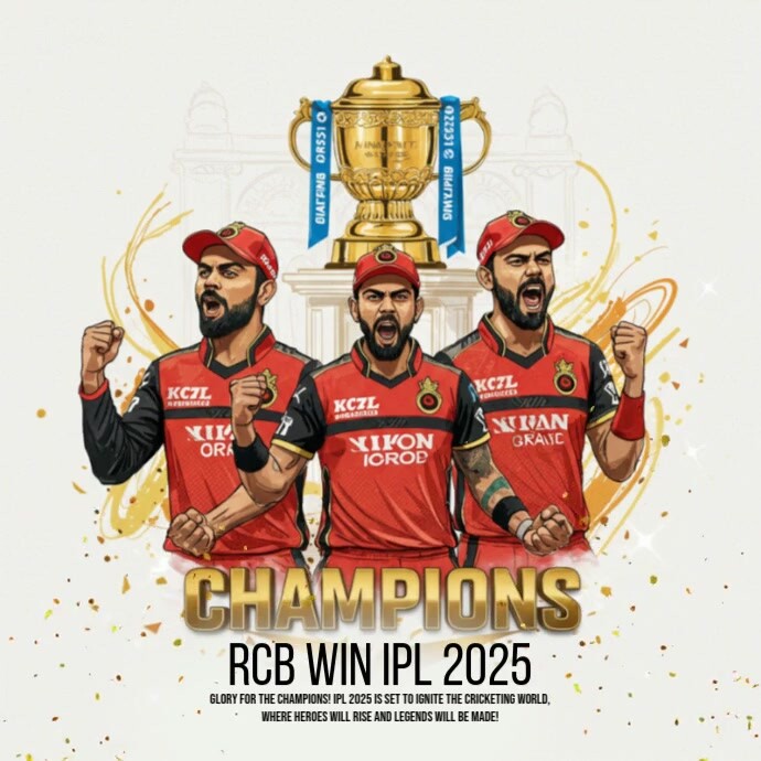 White Professional Ipl Champion 2025, Instagram Post Template ...