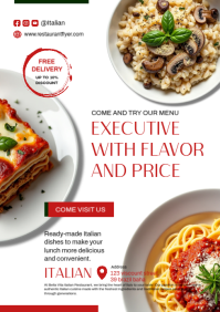 White Professional Italian Restaurant Promotion A4 template