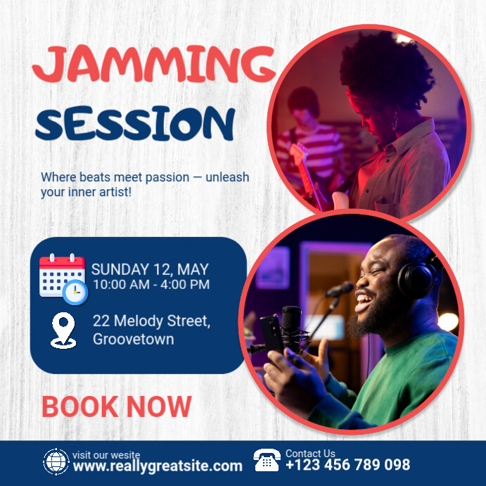 White Professional Jamming Session Event Poster Template Instagram Post