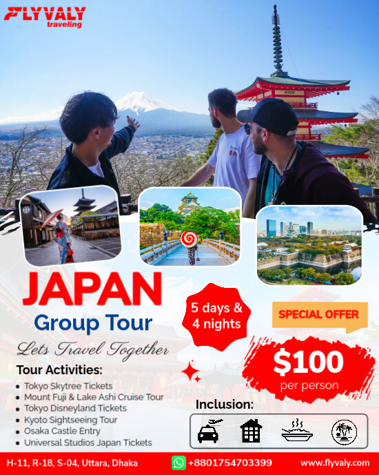 White Professional Japan Tour Package Ads Poster  Instagram Portrait template