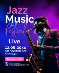 White Professional Jazz Music Festival Poster Template Instagram Portrait