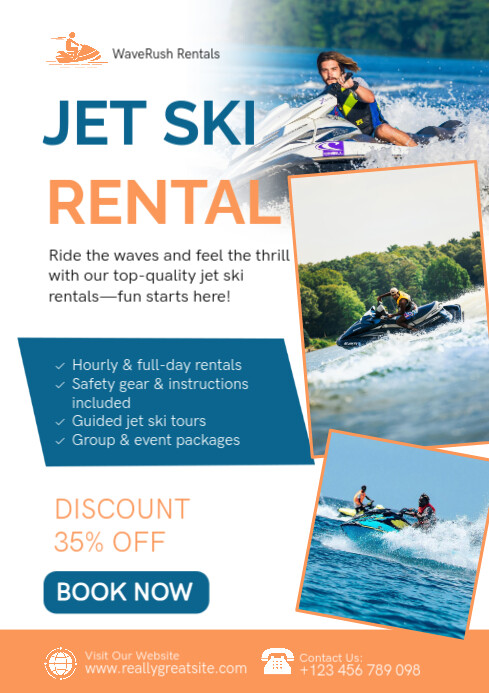 White Professional Jet Ski Rental Services Advertisement Template A1