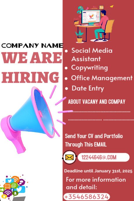 White Professional Job Advertisement Poster Template | PosterMyWall