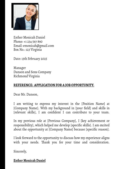 White Professional Job Application Letter A4 Template | PosterMyWall