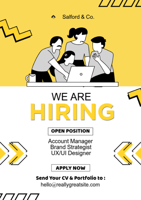 White Professional Job Hiring Post A4 Template | PosterMyWall