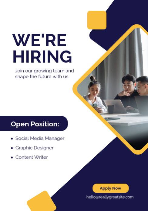 White Job Recruitment A5 Template | PosterMyWall