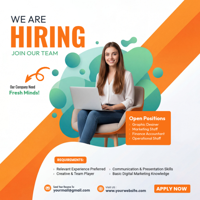 White Professional Job Recruitment Instagram Post Template | PosterMyWall
