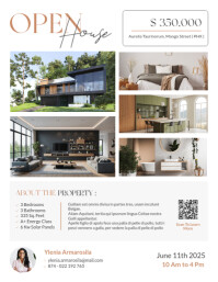 White Professional Kaki Black And White Open House Flyer Real Estate Advertising 2025 2026 2027 2028 template