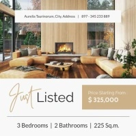 White Professional Kaki White And Black Just Listed Real Estate Advertising  Instagram Post template