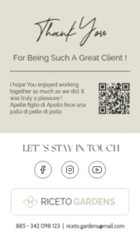 White Professional Kaki White And Black Thank You Card Template Design Printable Qr Code Business Ca