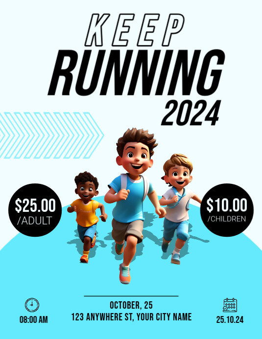 White Professional Keep Running Flyer (us Letter) template