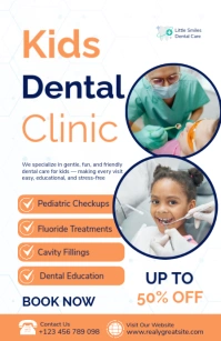 White Professional Kids Dental Clinic Promotion Template Tabloid Tabloïd