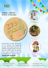 White Professional Kids Summer Camp Flyer A6 template