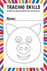 White Professional Kids Tracing Worksheet Poster template