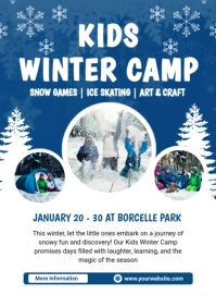 White Professional Kids Winter Camp A4 template