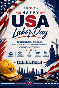 White Labor Day Celebration Poster Template