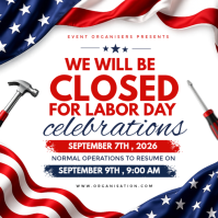 White Professional Labor Day Closure Announcement Instagram Post template
