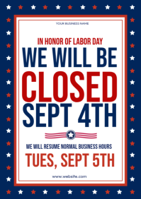 White Labor Day Closure Notice A4 Template