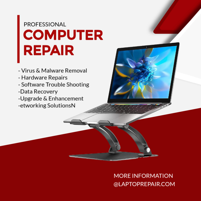 White Professional Laptop Repair Instagram Post Template | PosterMyWall
