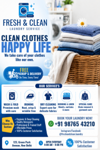 White Professional Laundry Service Poster Affiche template