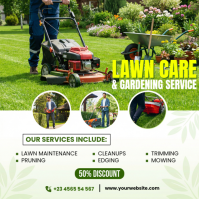 White Professional Lawn Care and Gardening Service Instagram Post template