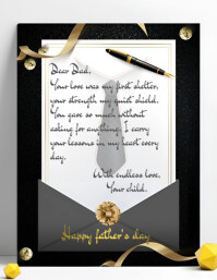 White Father's Day Card 传单(美国信函) Template