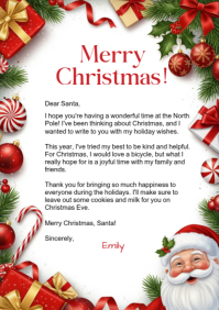 White Professional Letter To Santa Claus A3 template