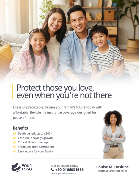 White Professional Life Insurance Flyer Template | PosterMyWall