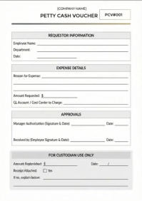 White Professional Luxe Minimalist Petty Cash Voucher A4 template