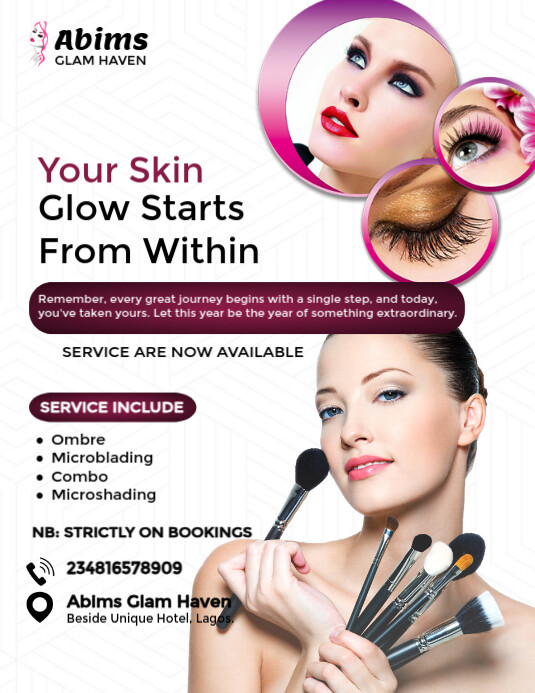 White Professional Makeup Graphic Design Template  Flyer (us Letter)