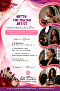 White Professional Makeup Services Poster โปสเตอร์ template
