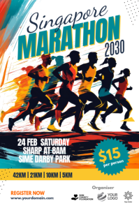 White Professional Marathon Fun Run  Poster template