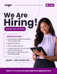 White Professional Marketing Internship Hiring Flyer Рекламная листовка (US Letter) template